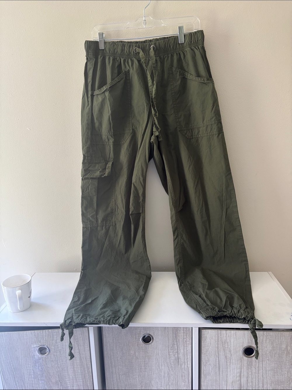 Olive Green Utility Jogger Pants - Casual Drawstring Track Pants